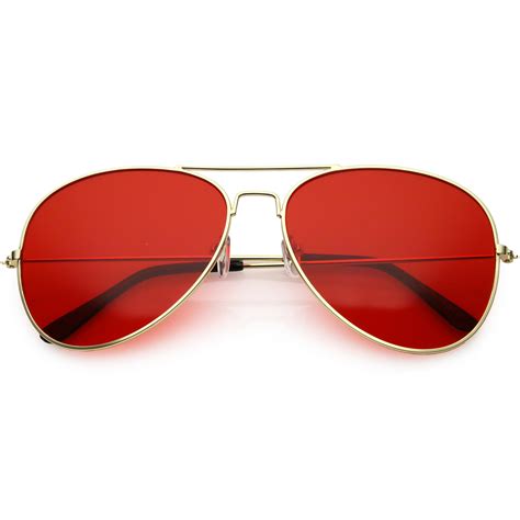 red lens aviator sunglasses.